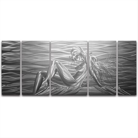 55 X 24 In. Beauty By The Sea 5-Panel Handmade Metal Wall Art